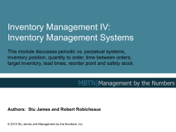 Inventory Management IV: Inventory Management Systems