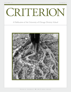 C RITERION A Publication of  the University of Chicago Divinity School