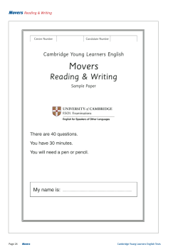 Movers Reading &amp; Writing Page 28 Cambridge Young Learners English Tests