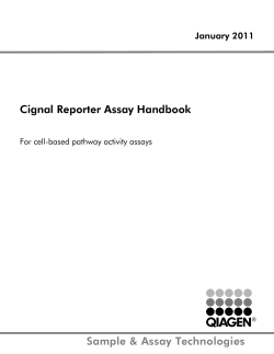 Sample &amp; Assay Technologies Cignal Reporter Assay Handbook January 2011