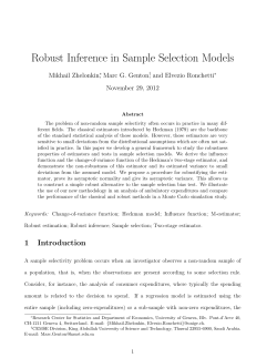 Robust Inference in Sample Selection Models Mikhail Zhelonkin , Marc G. Genton