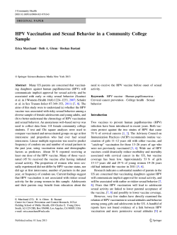 HPV Vaccination and Sexual Behavior in a Community College Sample