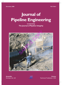 Journal of Pipeline Engineering COPY SAMPLE