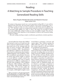 Reading: A Matching to Sample Procedure in Teaching Generalized Reading Skills