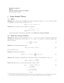1 Large Sample Theory 1.1 Basics