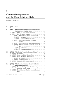 5 Contract Interpretation and the Parol Evidence Rule Richard J. Sankovitz