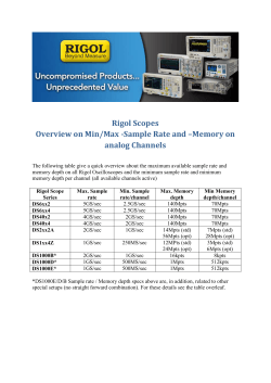 Rigol Scopes Overview on Min/Max -Sample Rate and –Memory on analog Channels