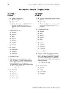 Answers to Sample Chapter Tests  CHAPTER 1 FORM A