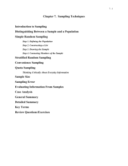 Chapter 7.  Sampling Techniques Introduction to Sampling