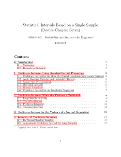 Statistical Intervals Based on a Single Sample (Devore Chapter Seven) Contents