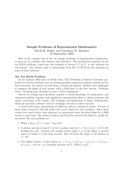Sample Problems of Experimental Mathematics 22 September 2003