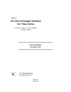 On Out-of-Sample Statistics for Time-Series Série Scientifique Scientific Series