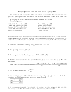 Sample Questions Math 122 Final Exam – Spring 2006
