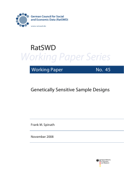 Working Paper Series RatSWD Genetically Sensitive Sample Designs Working Paper