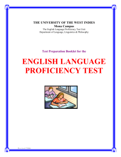 ENGLISH LANGUAGE PROFICIENCY TEST  THE UNIVERSITY OF THE WEST INDIES