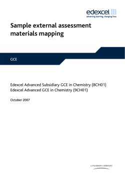 Sample external assessment materials mapping Edexcel Advanced Subsidiary GCE in Chemistry (8CH01)