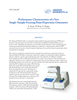 Performance Characteristics of a New Single-Sample Freezing Point Depression Osmometer