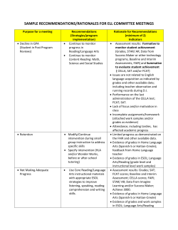 SAMPLE RECOMMENDATIONS/RATIONALES FOR ELL COMMITTEE MEETINGS