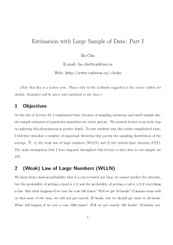 Estimation with Large Sample of Data: Part I Ba Chu E-mail: ba Web: