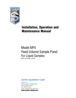 Model MFV Fixed Volume Sample Panel Installation, Operation and