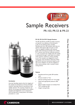 Sample Receivers PR-103, PR-53 &amp; PR-23 Data Sheet S028-0702-6 • Sample r