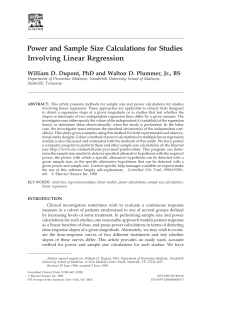 Power and Sample Size Calculations for Studies Involving Linear Regression