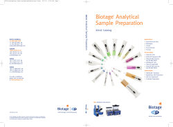 Biotage Analytical Sample Preparation 2012
