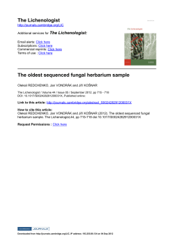 The Lichenologist The oldest sequenced fungal herbarium sample The Lichenologist: