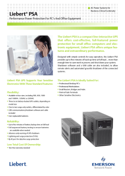 Liebert PSA Performance Power Protection For PC’s And Office Equipment