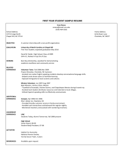 FIRST YEAR STUDENT SAMPLE RESUME
