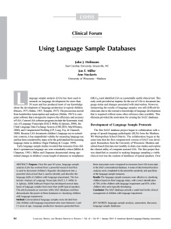 L Using Language Sample Databases LSHSS Clinical Forum