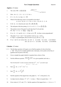 Test 2 Sample Questions Algebra |