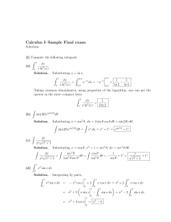 Calculus I–Sample Final exam