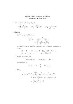 Sample Final Questions: Solutions Math 21B, Winter 2013 Z