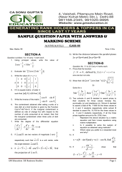 SAMPLE QUESTION PAPER WITH ANSWERS &amp; MARKING SCHEME MATHEMATICS