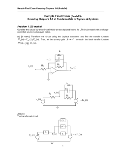 Sample Final Exam (  finals03) Fundamentals of Signals &amp; Systems