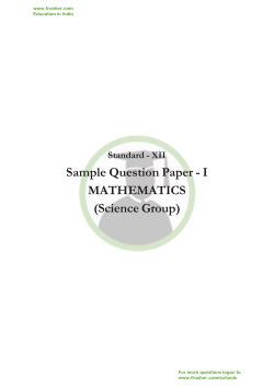 Sample Question Paper - I MATHEMATICS (Science Group) Standard - XII