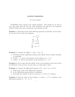 W ARNING! This contains some sample problems. This should not... your only study guide for the test; these problems may...