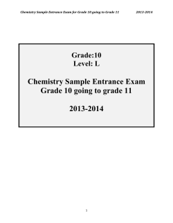 Chemistry Sample Entrance Exam Grade 10 going to grade 11 2013-2014
