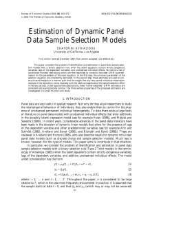 Estimation of Dynamic Panel Data Sample Selection Models EKATERINI KYRIAZIDOU Uni
