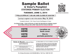 Sample Ballot &amp; Voter’s Pamphlet STATEWIDE PRIMARY ELECTION TUESDAY, JUNE 3, 2014