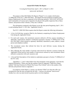 Covering the Period from April 1, 2011 to March 31,... The purpose of this EEO Public File Report (“Report”) is... Annual EEO Public File Report