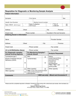 Requisition for Diagnostic or Monitoring Sample Analysis Patient Information Ordering Doctor’s Information