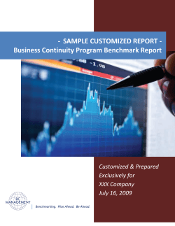 -  SAMPLE CUSTOMIZED REPORT - Business Continuity Program Benchmark Report