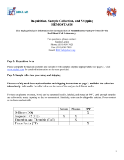 Requisition, Sample Collection, and Shipping HEMOSTASIS