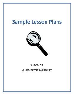   Sample Lesson Plans  Grades 7‐8  Saskatchewan Curriculum 