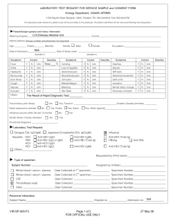 LABORATORY TEST REQUEST FOR SERVICE SAMPLE and CONSENT FORM