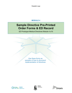 Sample Directive Pre-Printed Order Forms &amp; ED Record  MODULE 4