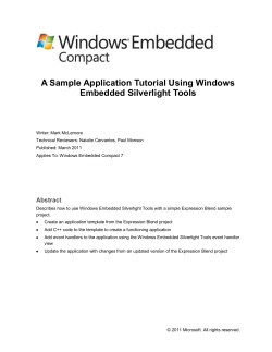 A Sample Application Tutorial Using Windows Embedded Silverlight Tools
