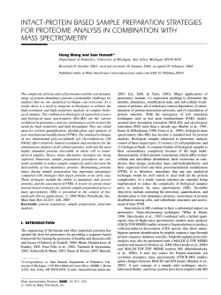 INTACT-PROTEIN BASED SAMPLE PREPARATION STRATEGIES FOR PROTEOME ANALYSIS IN COMBINATION WITH